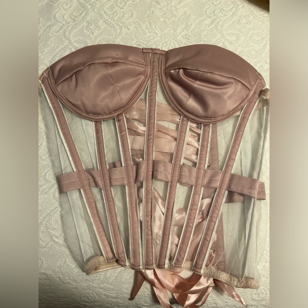 Satin and mesh corset